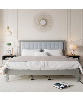 Solid Wood Platform Upholstered Headboard California Bed