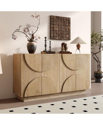 4-Door Wood Sideboard Cabinet with Adjustable Shelves