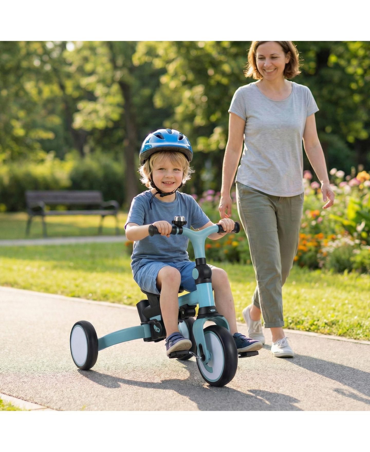 Детская игрушка Slickblue Toddler Tricycle 8-in-1 with Adjustable Push Handle, 55 lb. Capacity, Ages 1-6, цвет: Синий / Чёрный — фото 2