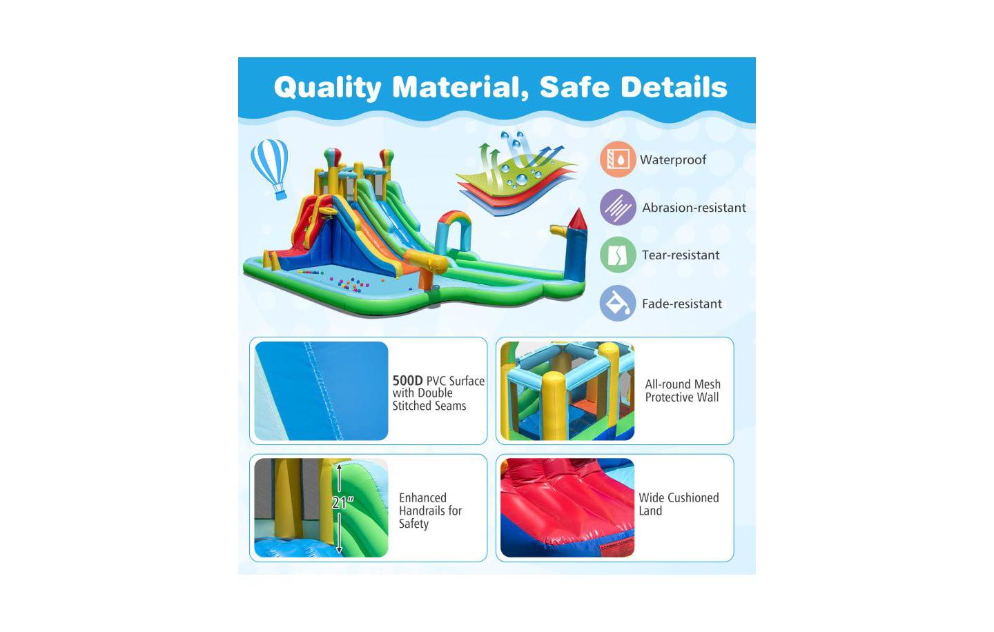 Детская игрушка Slickblue Kids Giant Bounce House Water Slide Park with 950W Blower, цвет: Разноцветный — фото 4