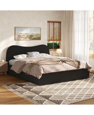 Upholstered Platform Bed with Wooden Slats