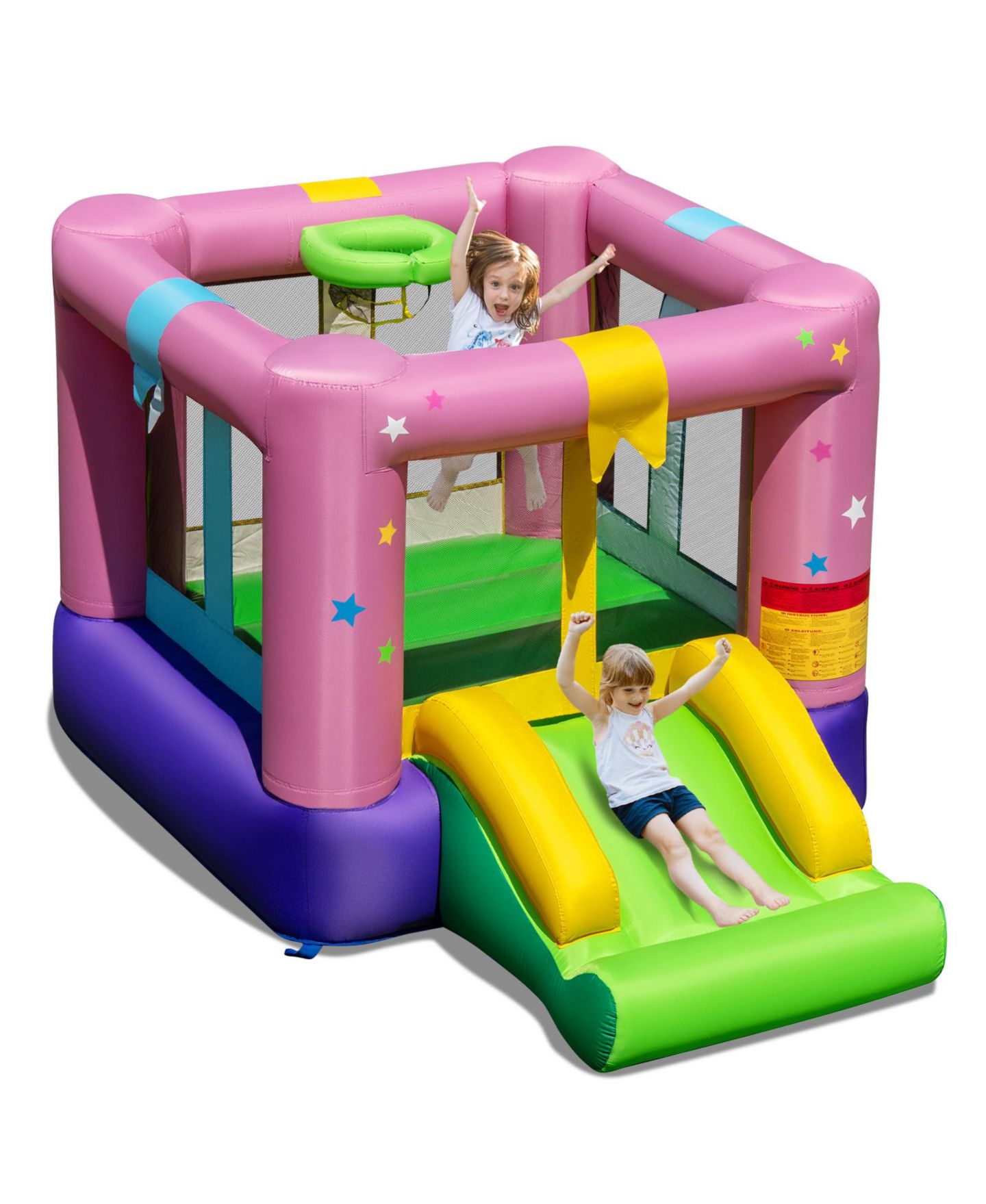 Детская игрушка Slickblue Party Inflatable Bounce House with Slide and 480W Blower, For up to 2 Players, Ages 3-12, цвет: Разноцветный — фото 6