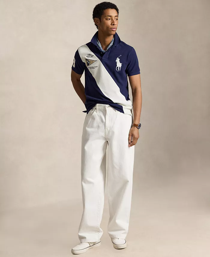 Men's Custom Slim-Fit Big Pony Mesh Polo Shirt - thumbnail 2