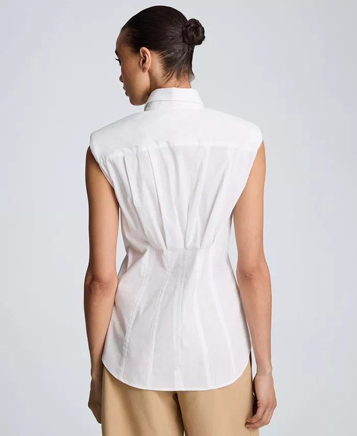 Women's Pleated Sleeveless Shirt - thumbnail 5