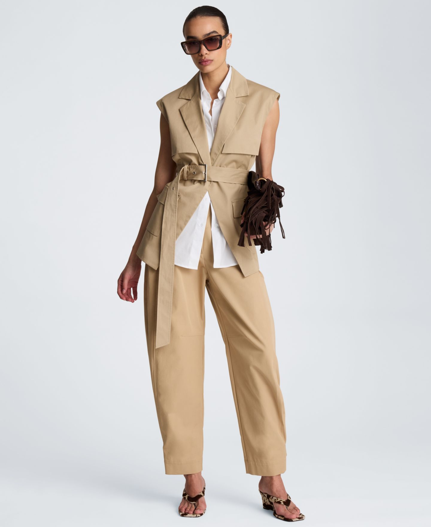 Женские брюки Kenneth Cole High Rise Fly Front Tab Barrel Leg, цвет: Farro — фото 10