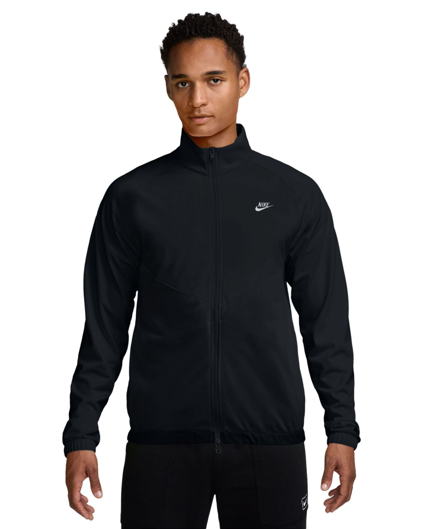 Мужская куртка Nike Windrunner Poly-Knit Track, цвет: Чёрный / Белый — фото 1