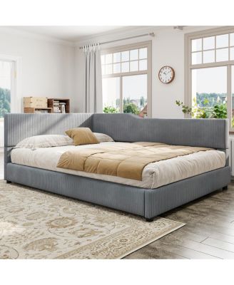 Full Size L-Shaped Corduroy Daybed Upholstered Daybed
