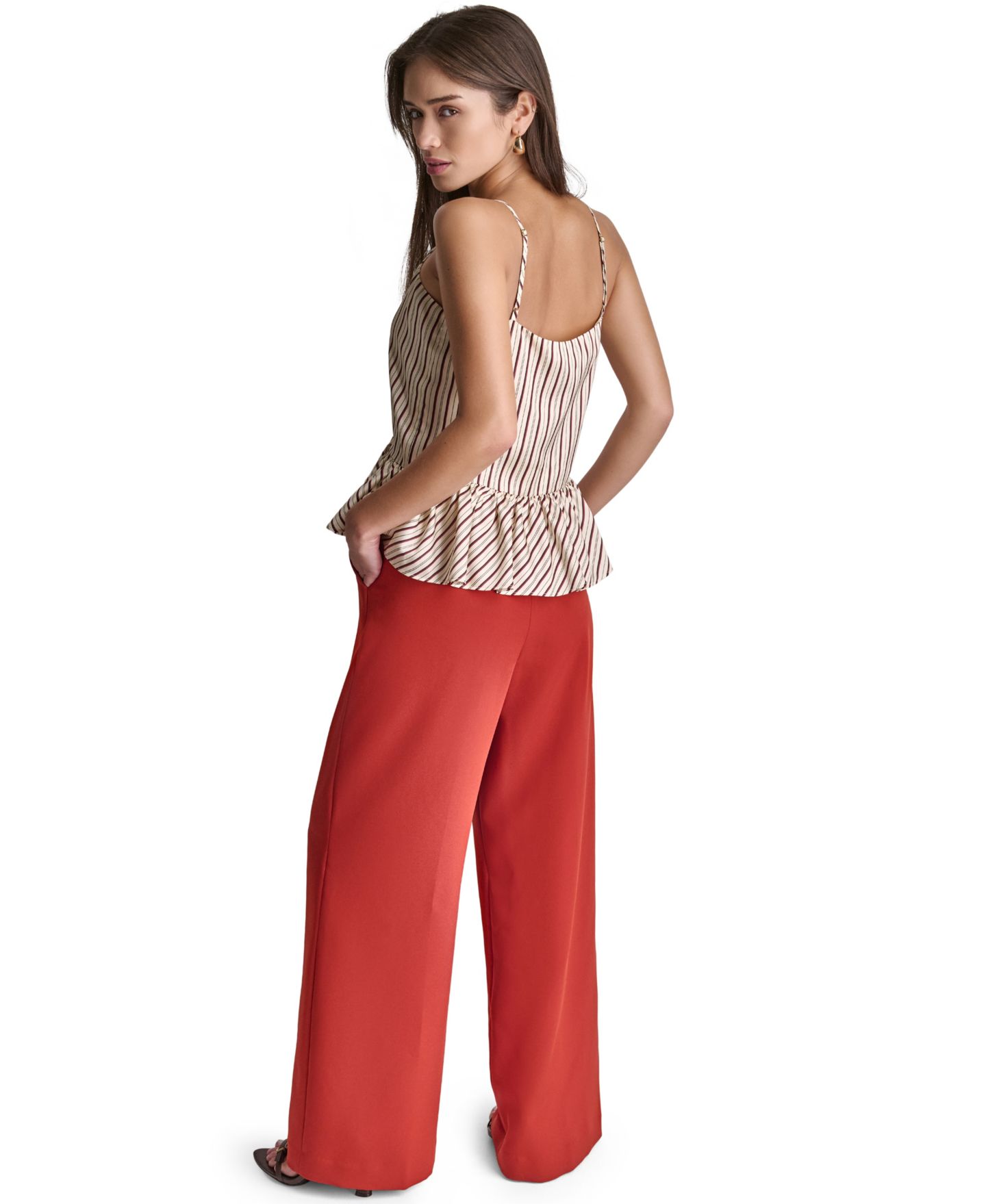 Женский топ BCBG V-Neck Stripe, цвет: Ржавый разноцветный — фото 4