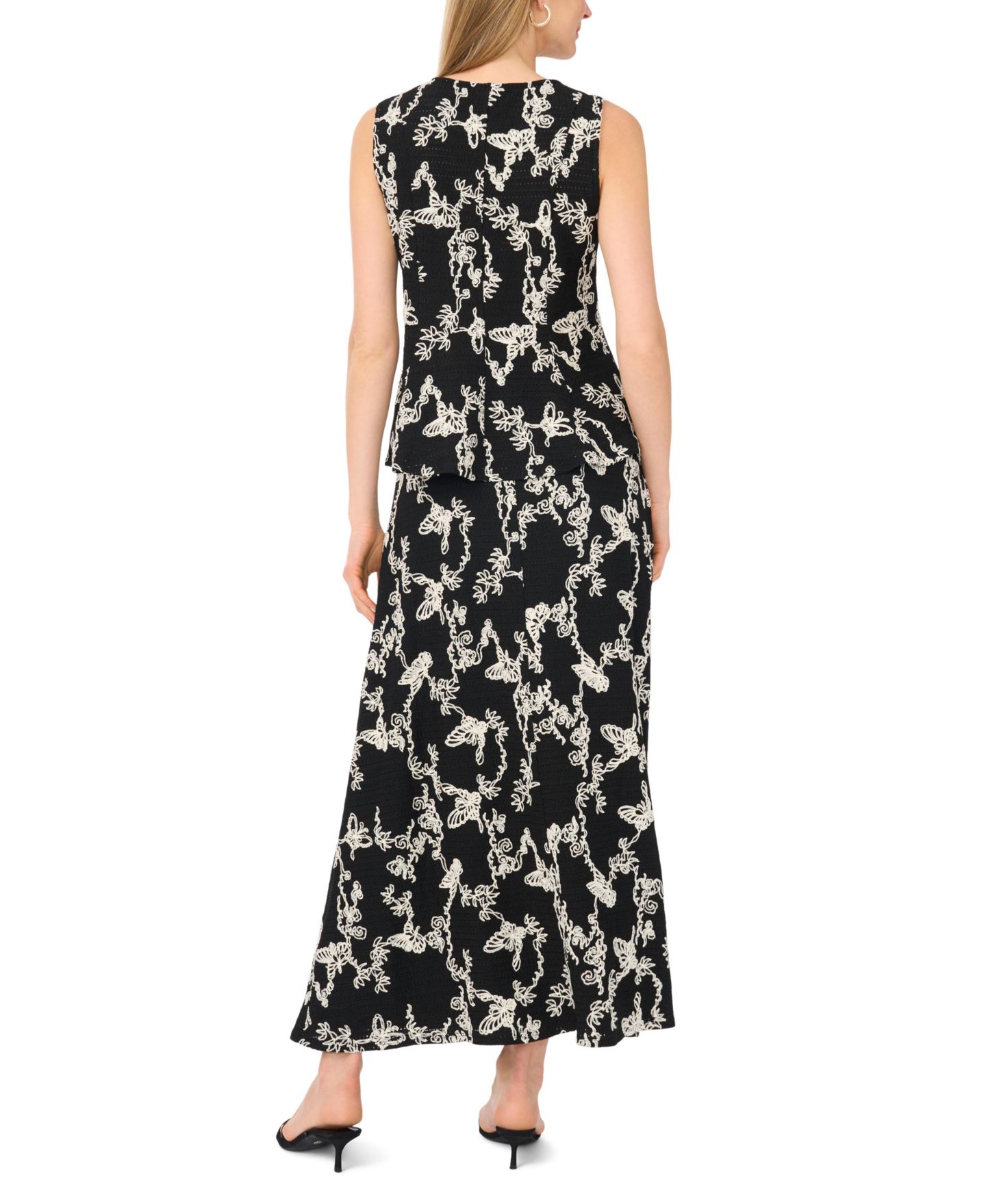 Женская юбка Vince Camuto Printed A-Line Maxi, цвет: Насыщенный чёрный — фото 4