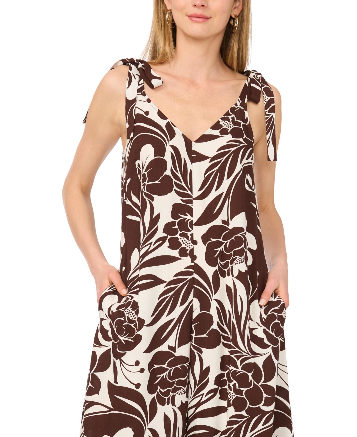 Женский комбинезон Vince Camuto Printed Wide-Leg Jumpsuit, цвет: Мокко — фото 3