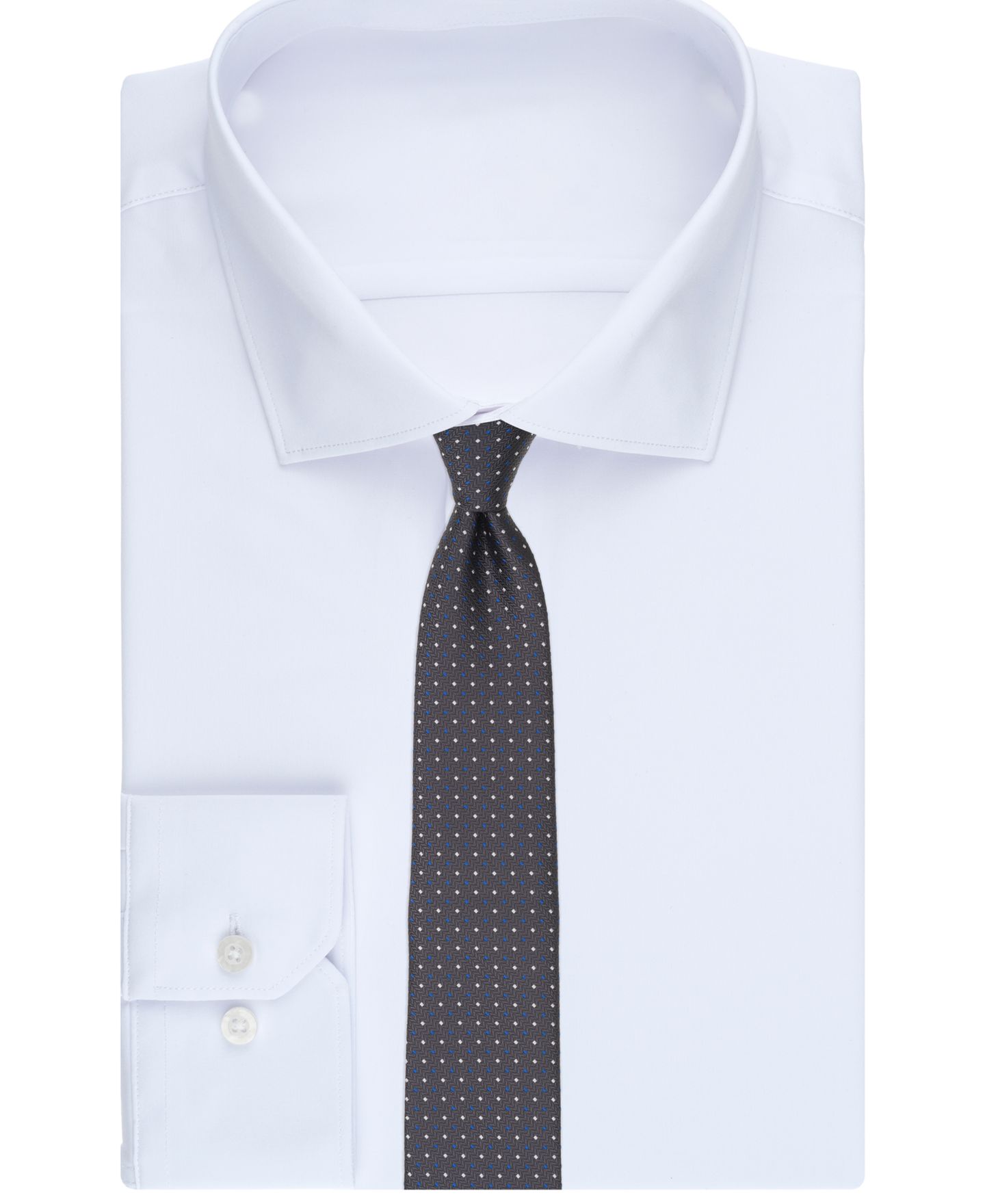 Мужской галстук Alfani Barron Dotted Slim Tie, цвет: Угольный — фото 3