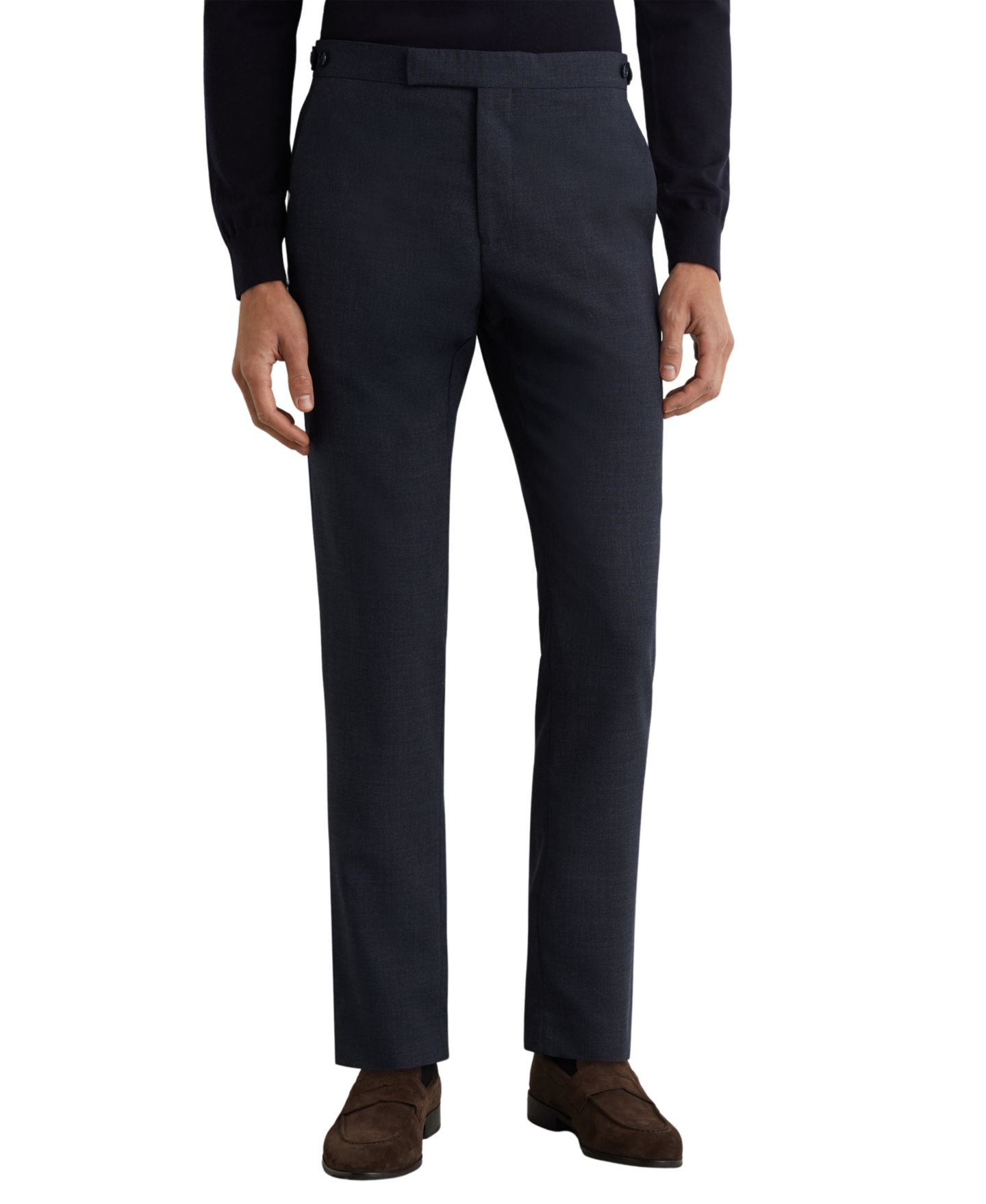 Мужские брюки REISS Fiber Wool Textured Tailored-Fit, цвет: Синий — фото 1