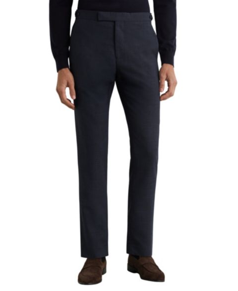 Мужские брюки REISS Fiber Wool Textured Tailored-Fit, цвет: Синий