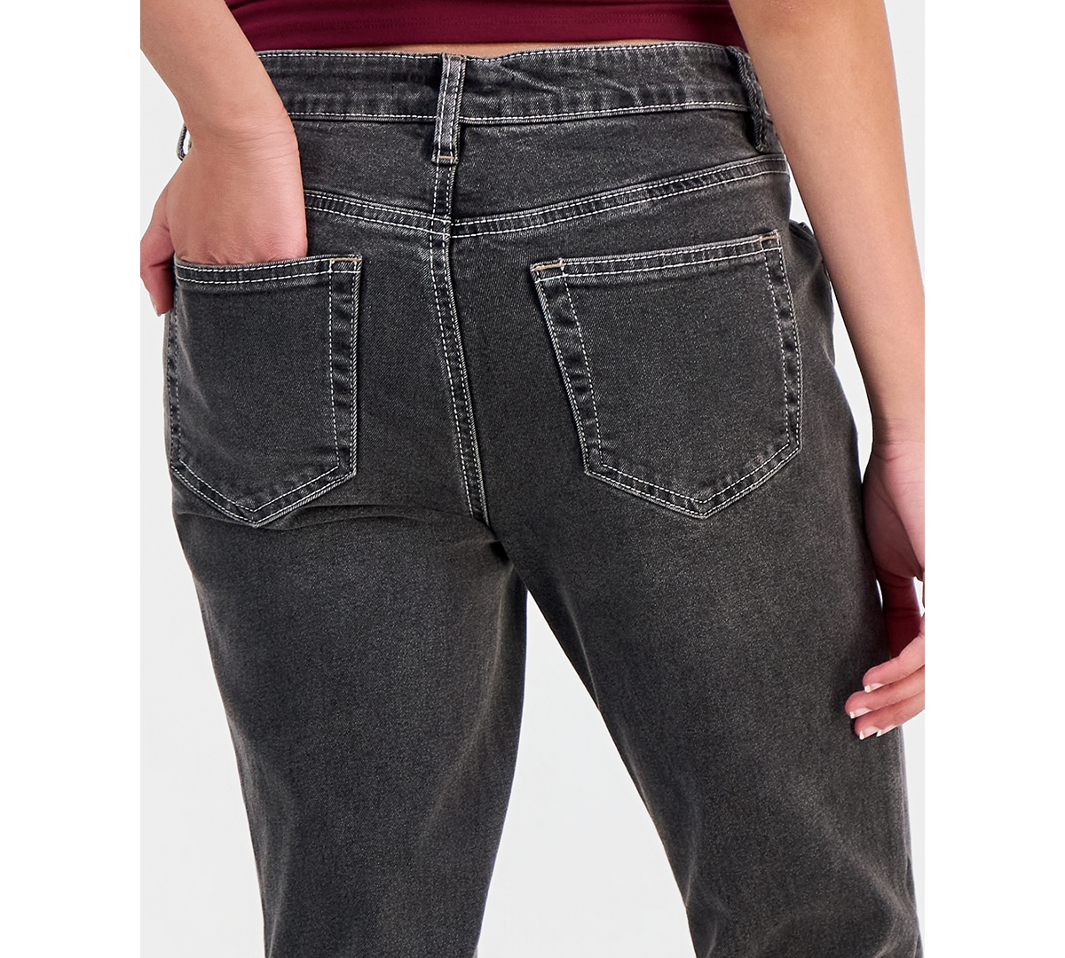 Madden Girl Juniors' Mid Rise Seamed Bootcut Jeans With Keychain