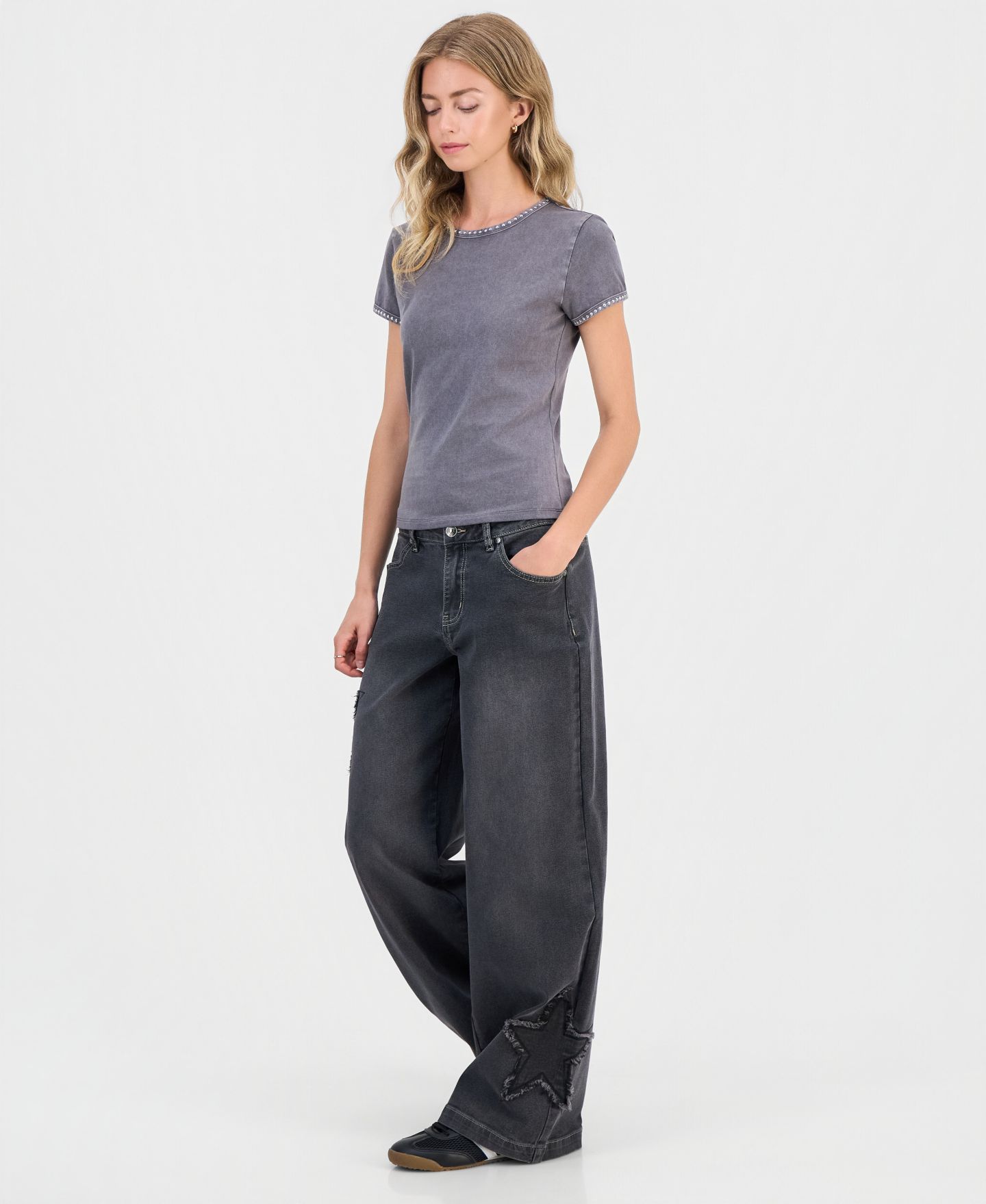 Женские джинсы Madden Girl Juniors' Star Patch High Rise Wide Leg — фото 4