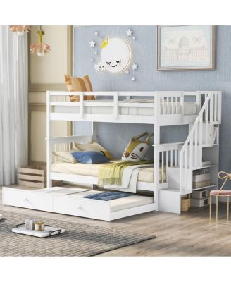 Twin-Over-Twin Stairway Bunk Bed with Trundle