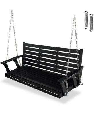 Innovaze 3-Seater Extra Large Wooden Porch Swing, Ergonomic Seat, Bench Swing with Hanging Chains and Springs, for Outdoor Patio Garden Yard