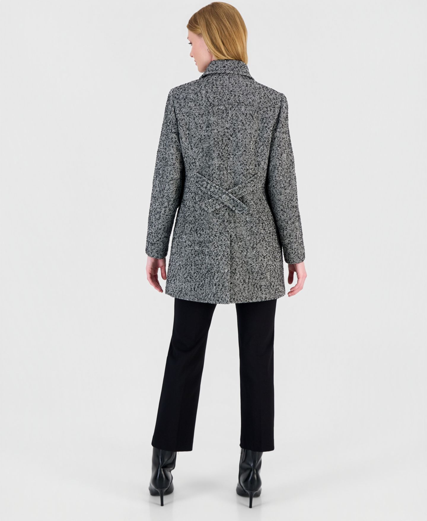 Женское пальто CeCe Floral Beaded Double-Breasted Coat, цвет: Чёрный / Белый — фото 5