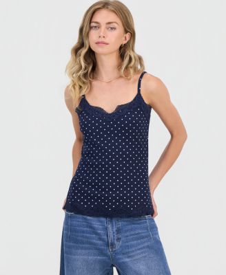Juniors' Lace-Trim Longline Printed Cami