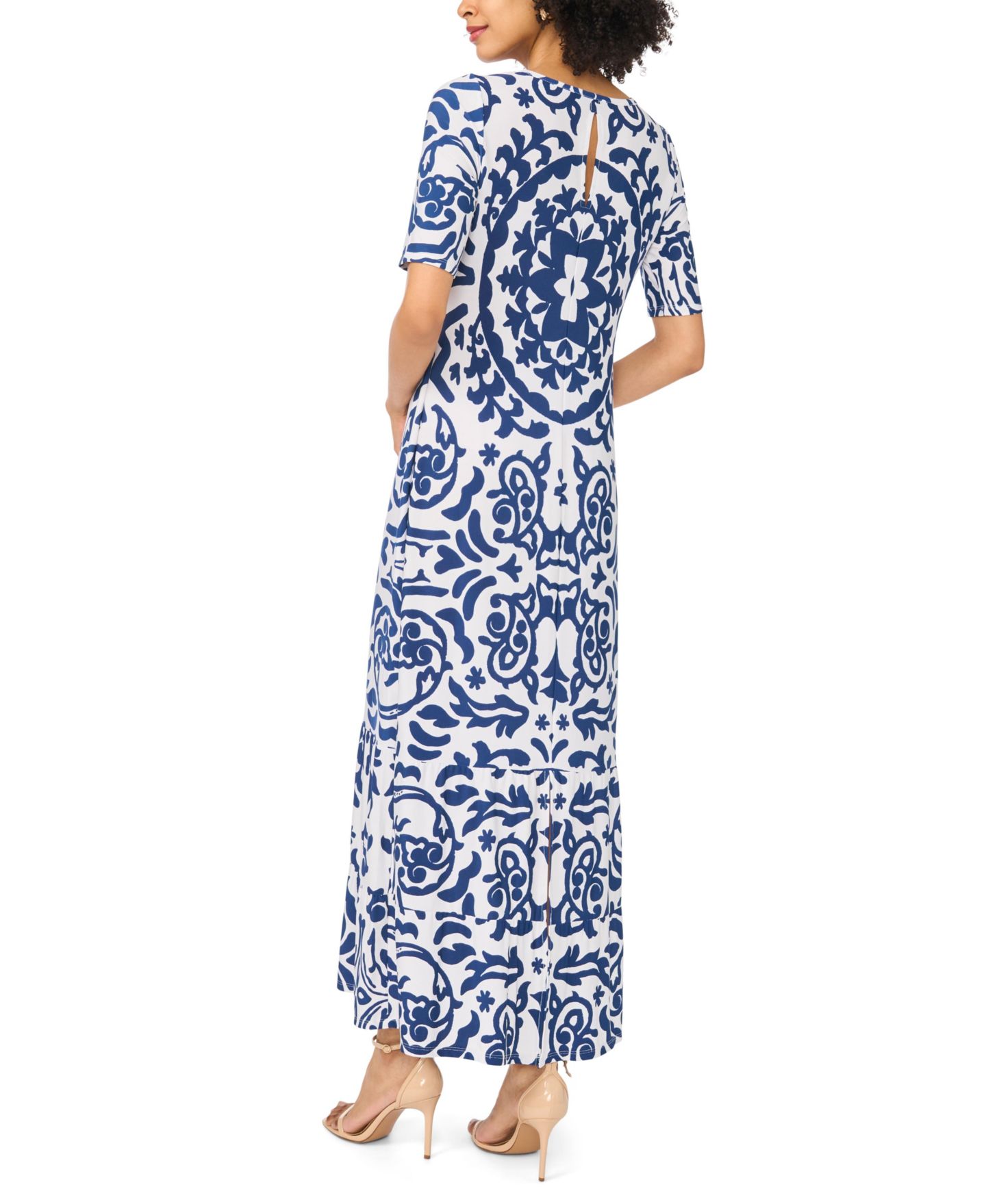 Женское платье Vince Camuto Crewneck Printed Maxi, цвет: Classic Na — фото 4