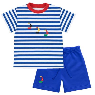Toddler Boys Knit Short Set With Sailboats