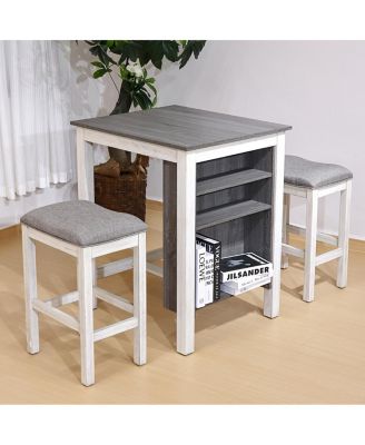 3-Piece Modern Farmhouse Counter Set with Storage