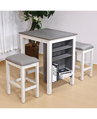 3-Piece Modern Farmhouse Counter Set with Storage