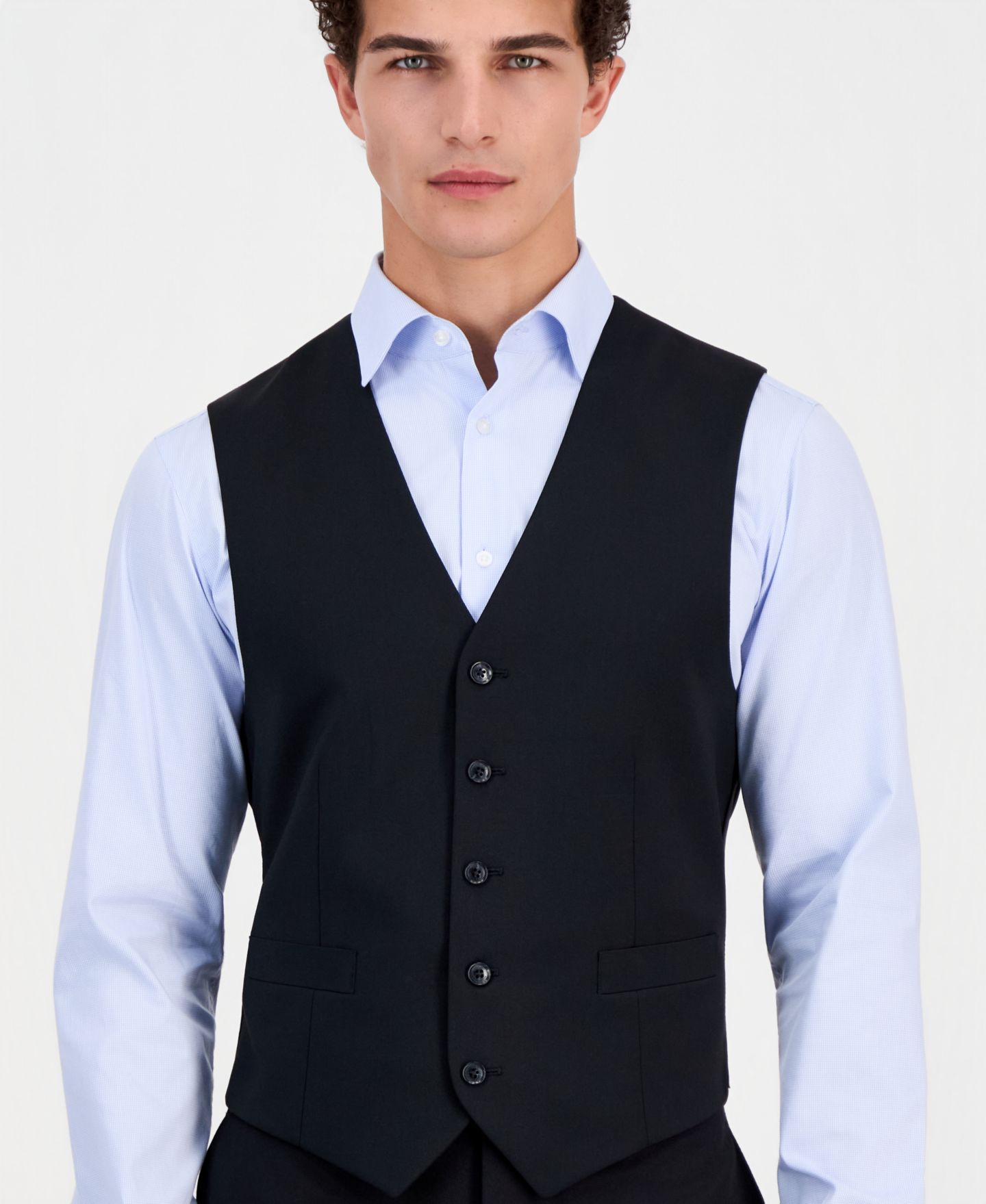Мужской жилет Tommy Hilfiger Modern-Fit Wool TH-Flex Stretch Suit Separates Vest, цвет: Чёрный — фото 3