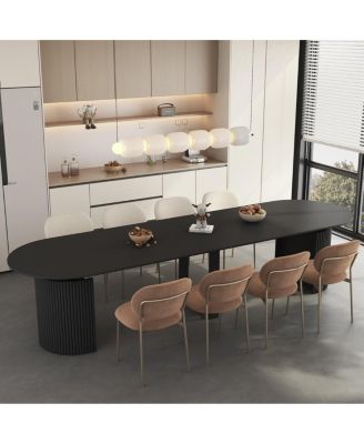 Extendable Foldable Dining Table for 1-10 People, Multifunctional Wood Console