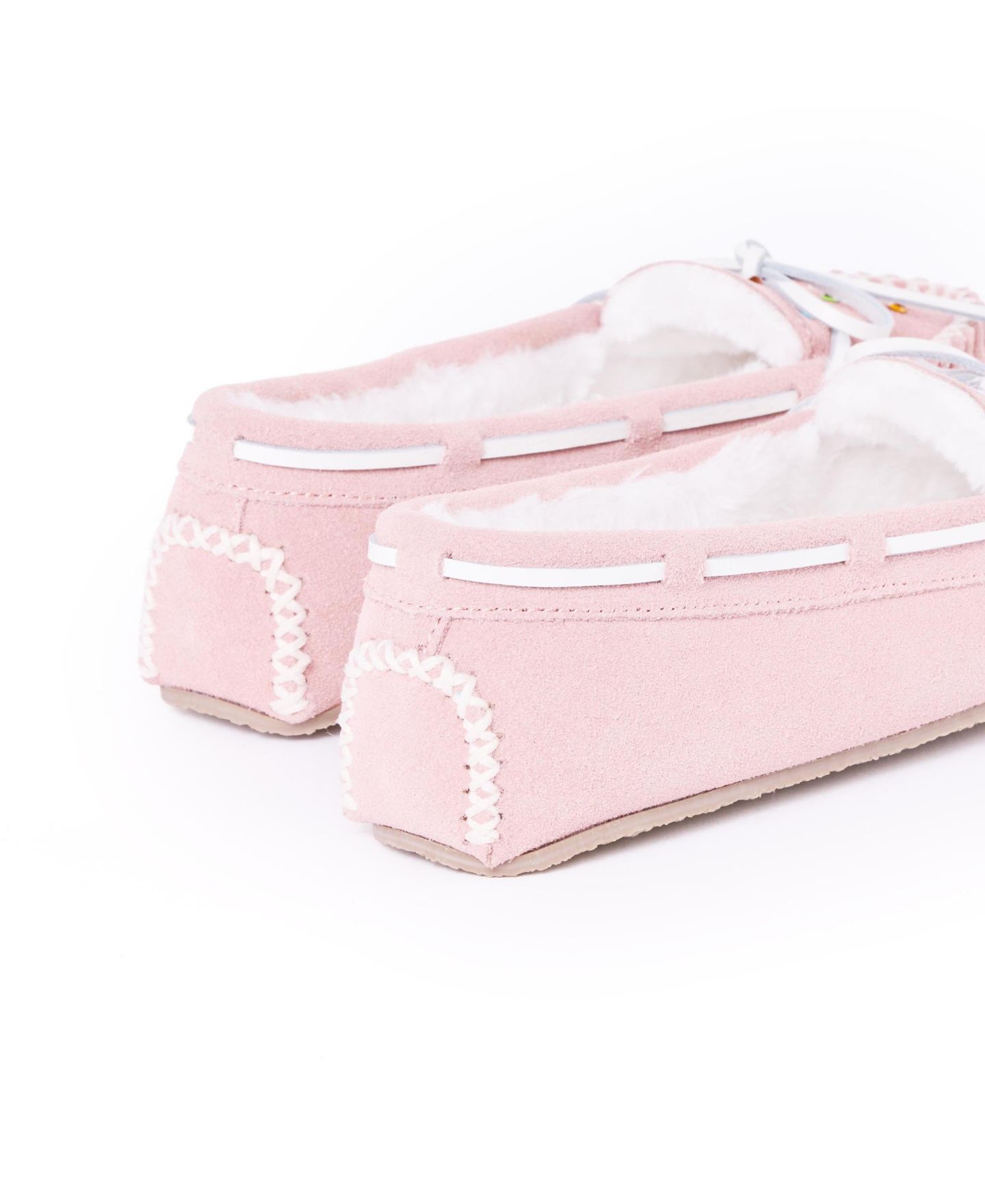 Женские тапочки Minnetonka Cally Rhinestone Suede Slippers, цвет: Пудровый — фото 6