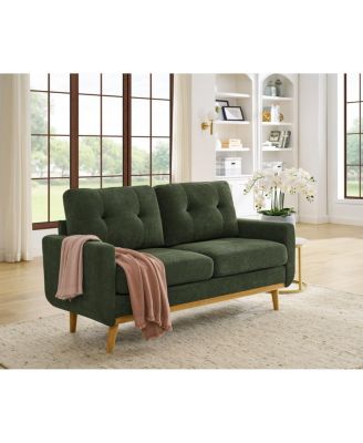 67.7" Wide Mid-Century Modern Upholstered Tufted Loveseat Sofa With Wooden Legs