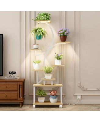 62 inch Tall S-Shape 8-Tier Indoor Plant Stand with Grow Lights