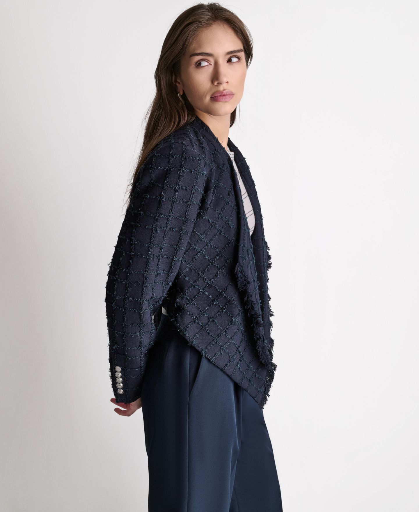 Женская куртка BCBG Open-Front Stand Collar, цвет: Глубокий морской — фото 3