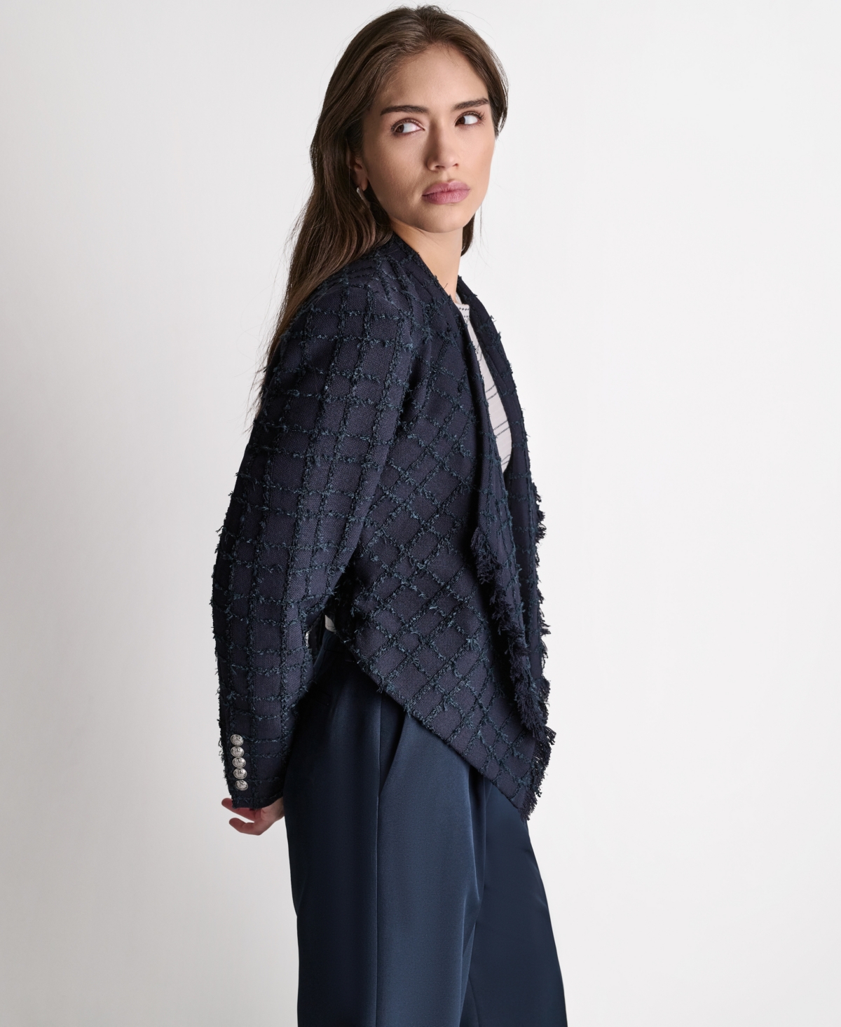 Bcbg Women's Open-Front Stand Collar Jacket
