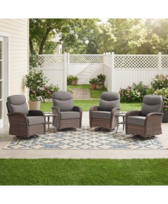 Outdoor Wicker Patio Furniture Set,High Back Swivel Rocker Patio Chairs withThickened Cushions and Side Table