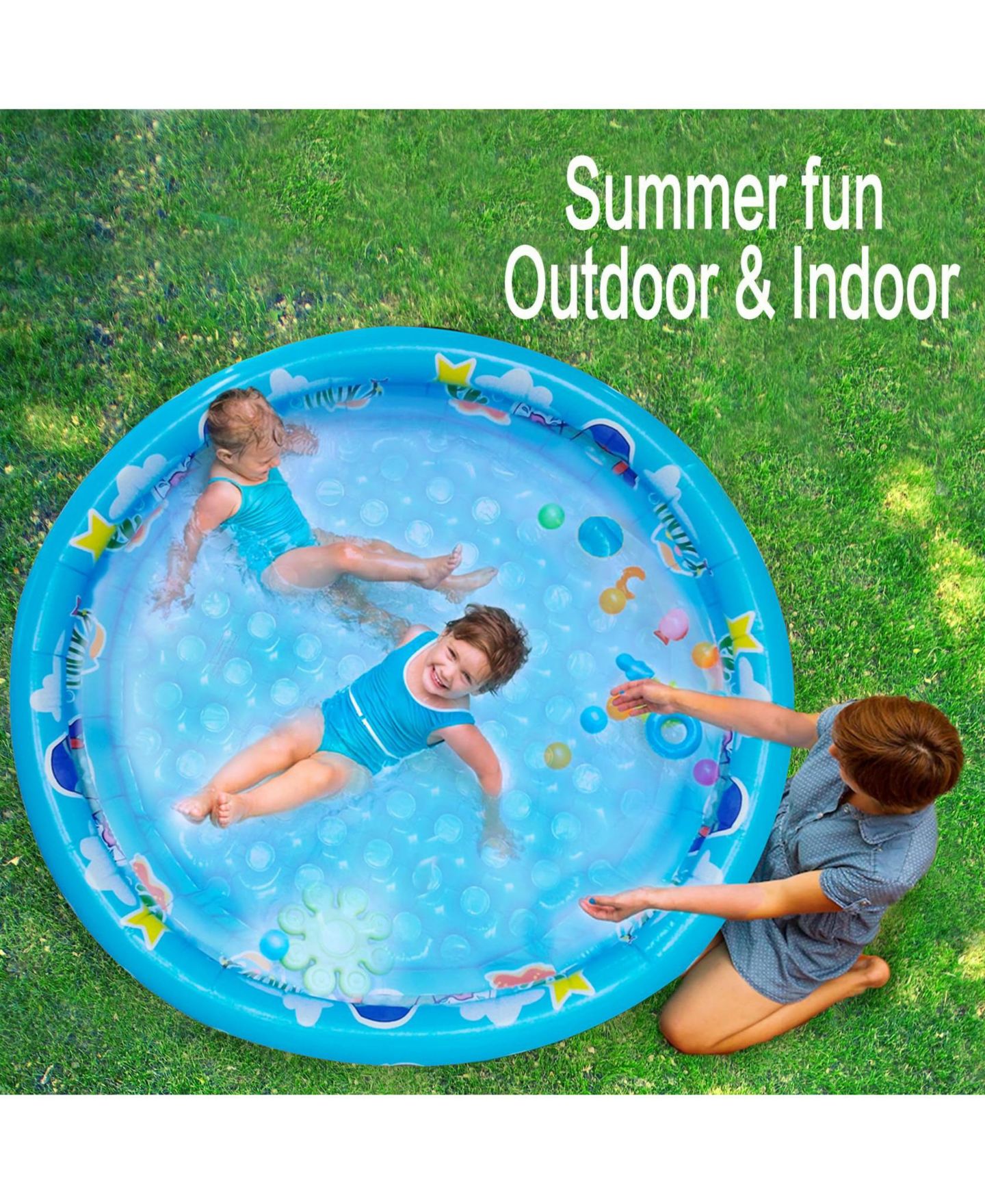 Детские игрушки GNUADZ 3 Rings 48" Inflatable Vinyl Ball Pit Pool, Ages 3+, цвет: Синий — фото 4