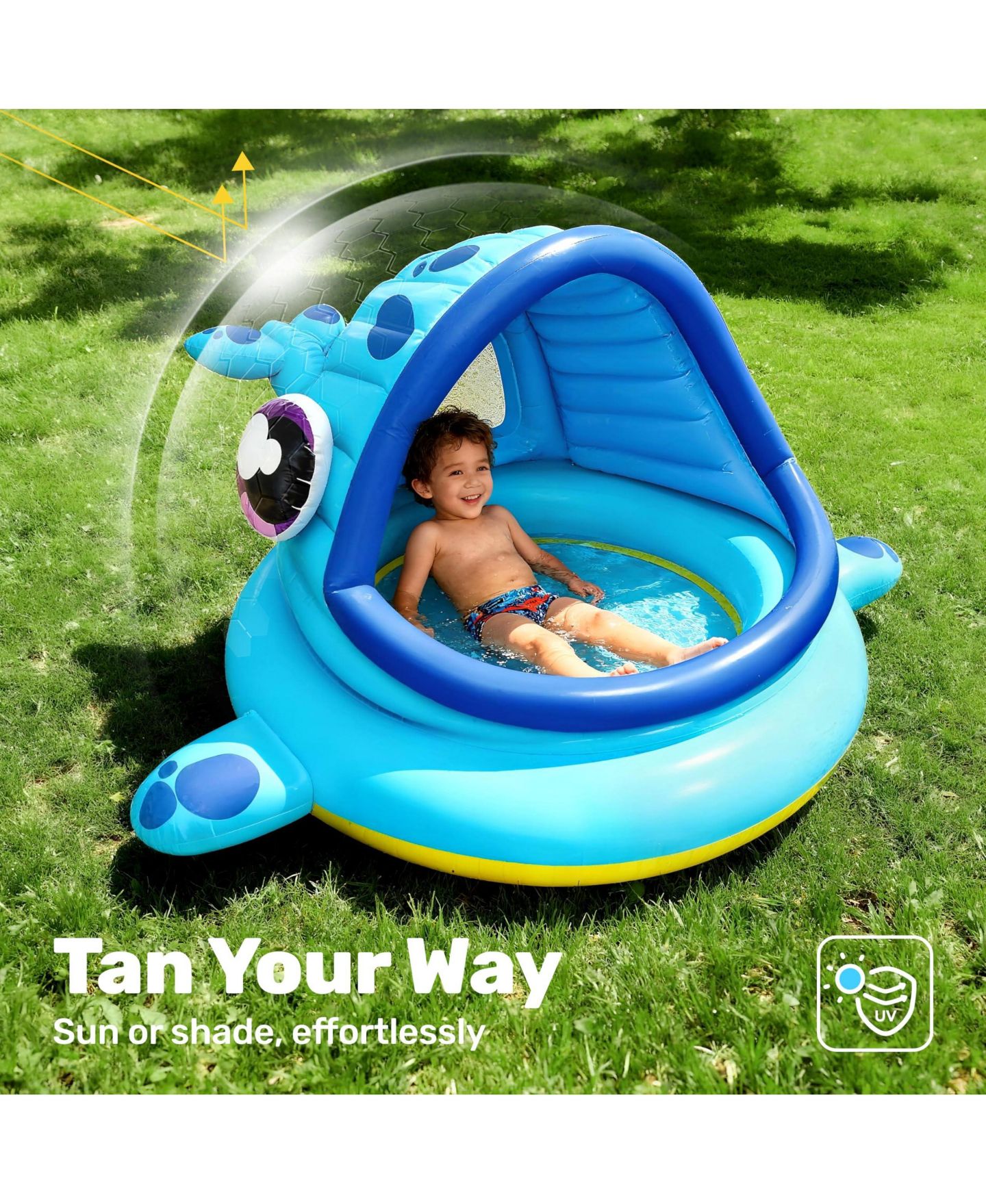 Детская игрушка GNUADZ Inflatable Whale Pool Tent with Built-in Sunshade Canopy, 14-Gallon, Ages 5-7, цвет: Синий — фото 4