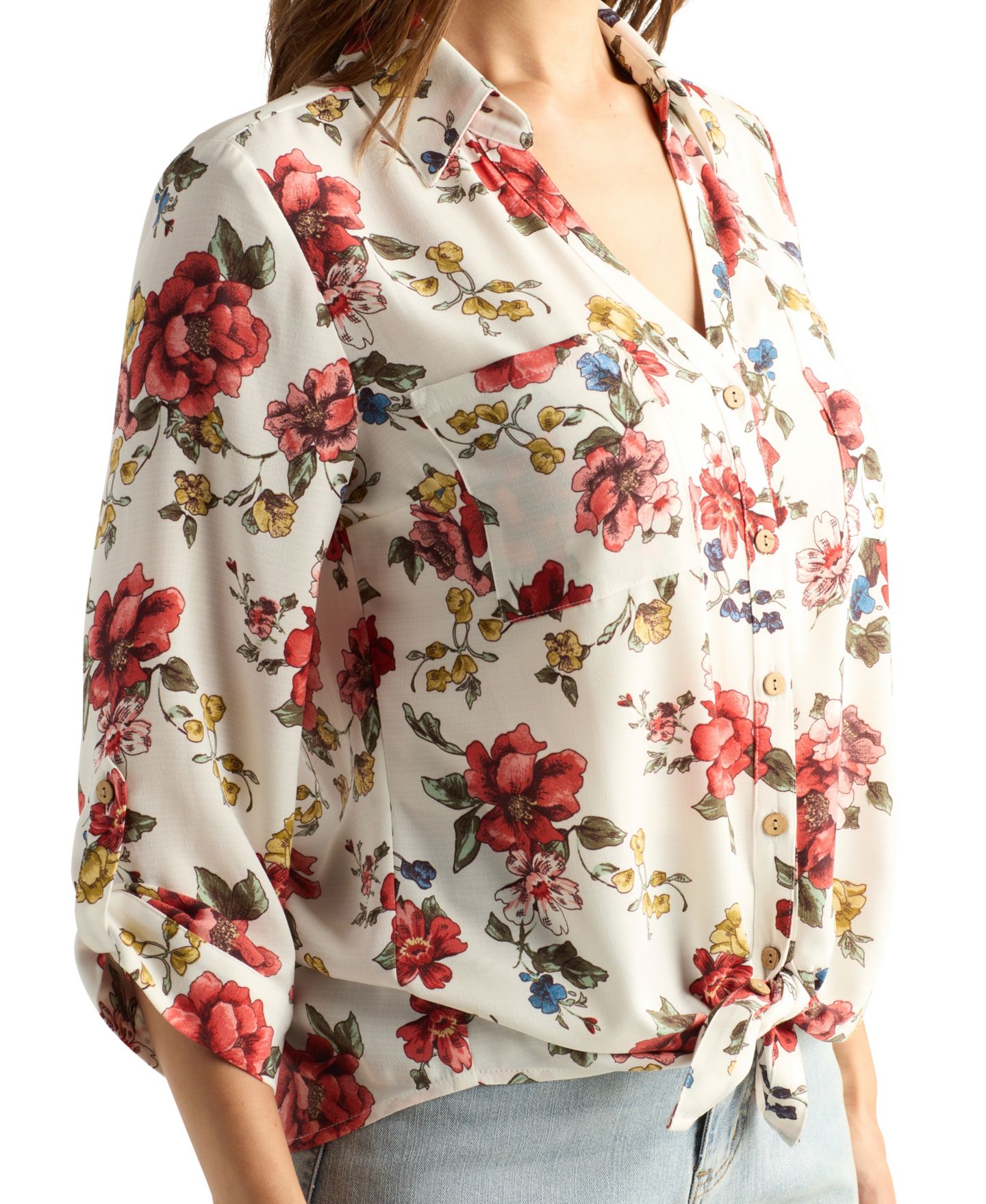 Женский топ BCX Printed Collared Button-Up, цвет: Pat A — фото 3