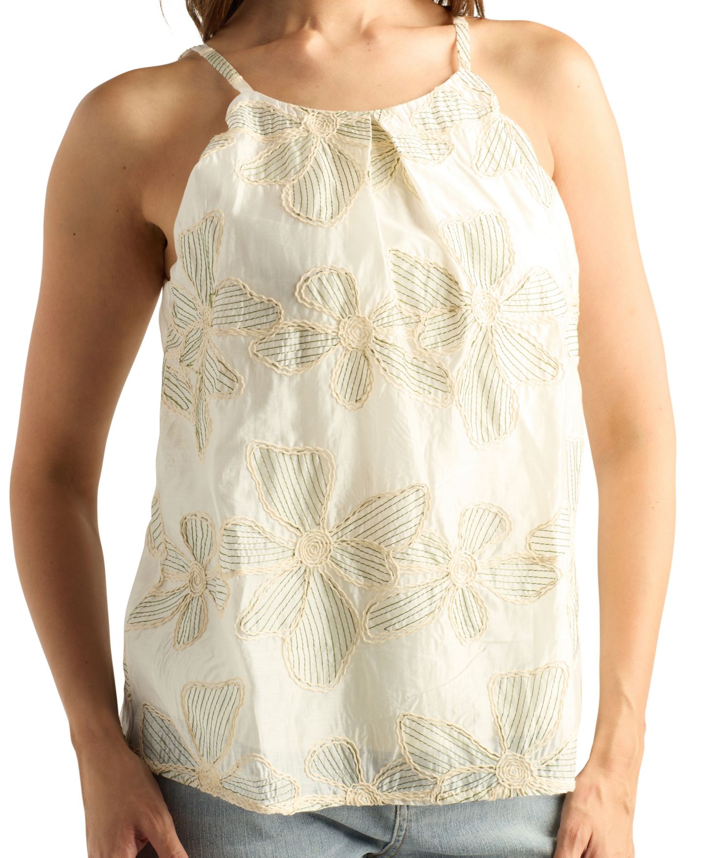 Женский топ BCX Scallop Edge Sleeveless Halter, цвет: Слоновая кость / Кремовый — фото 3