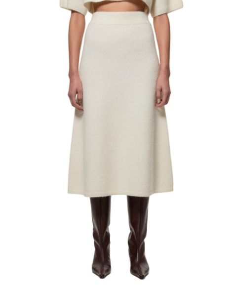Женская юбка Karen Millen Alpaca Wool Fluffy Full Knit, цвет: Слоновая кость