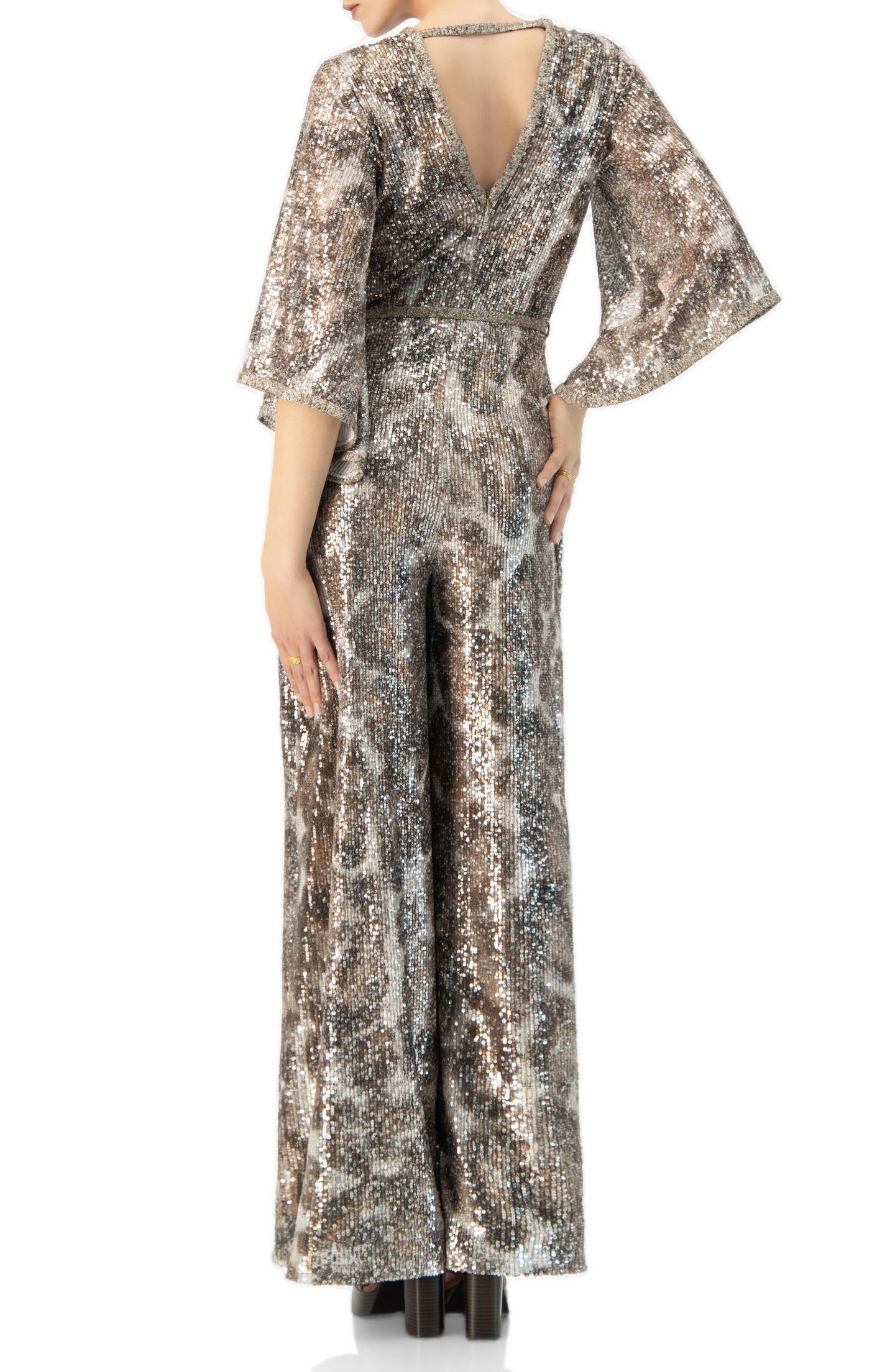 Женский комбинезон Ivonne Sequin Wide Leg V-Neck Jumpsuit — фото 2