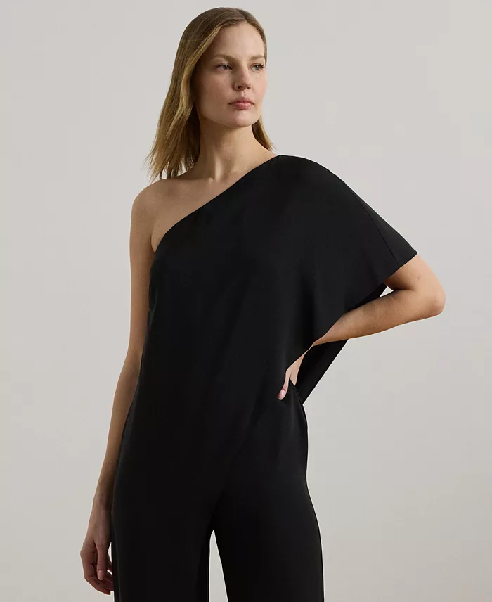 Women's Cape Georgette One-Shoulder Jumpsuit - thumbnail 3