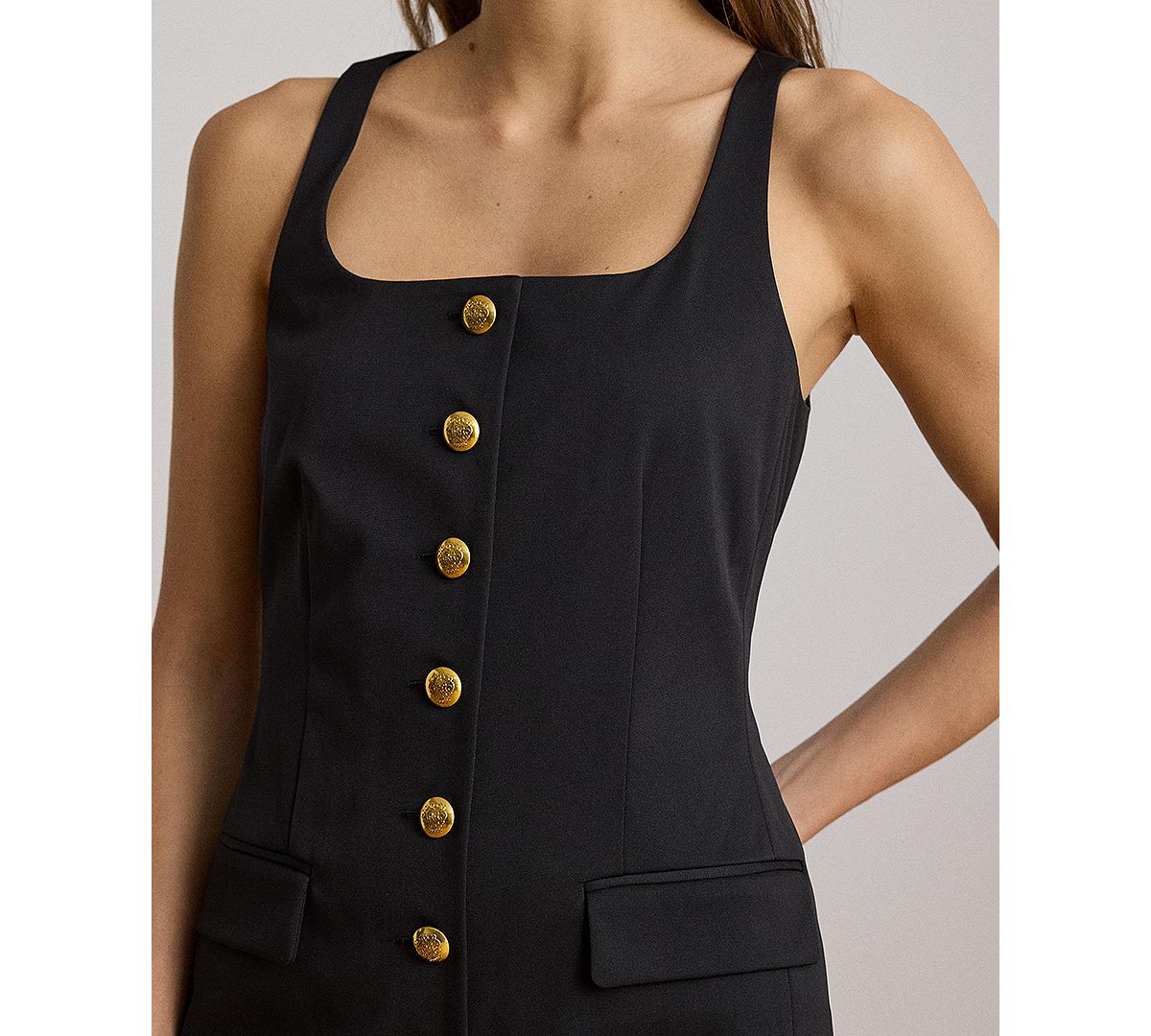 Lauren Ralph Lauren Women's Button-Trim Faille Cocktail Dress view 3 — MAYCSS fashion products