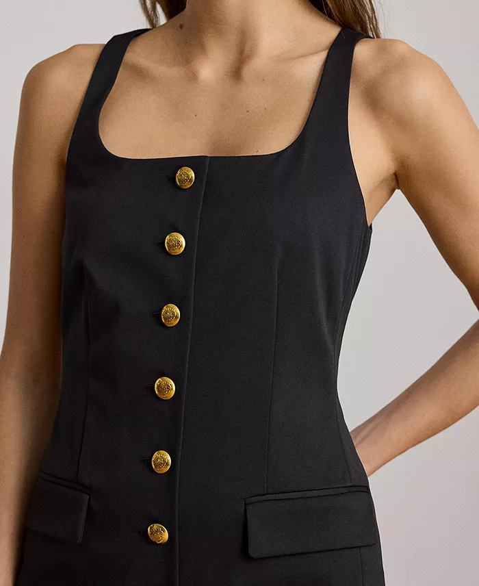 Women's Button-Trim Faille Cocktail Dress - thumbnail 3