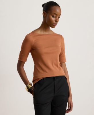 Women's Stretch Cotton Boat Neck T-Shirt