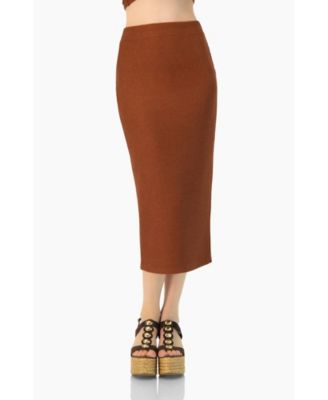 Women's Textured Knit Midi Skirt with Back Slit