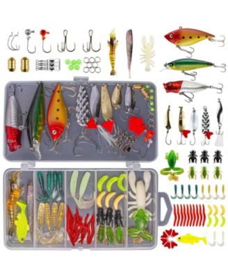 Fishing Lures Kit Spoon Soft Plastic Worms Bass Trout