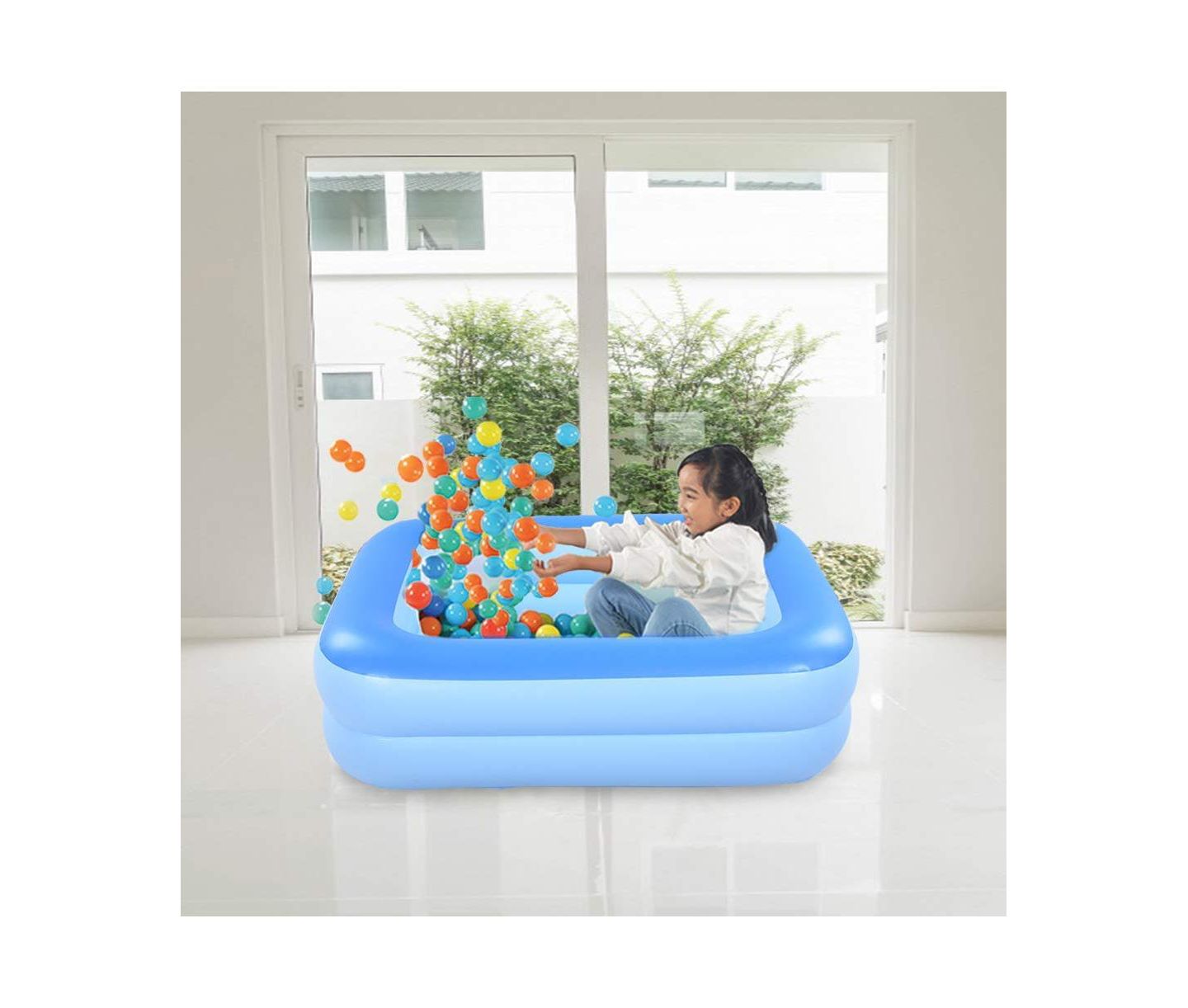 Детская игрушка GNUADZ Soft-Floor Inflatable Kiddie Pool with Fast Valve, 45"L x 33"W x 14"H, Ages 5+, цвет: Синий — фото 3