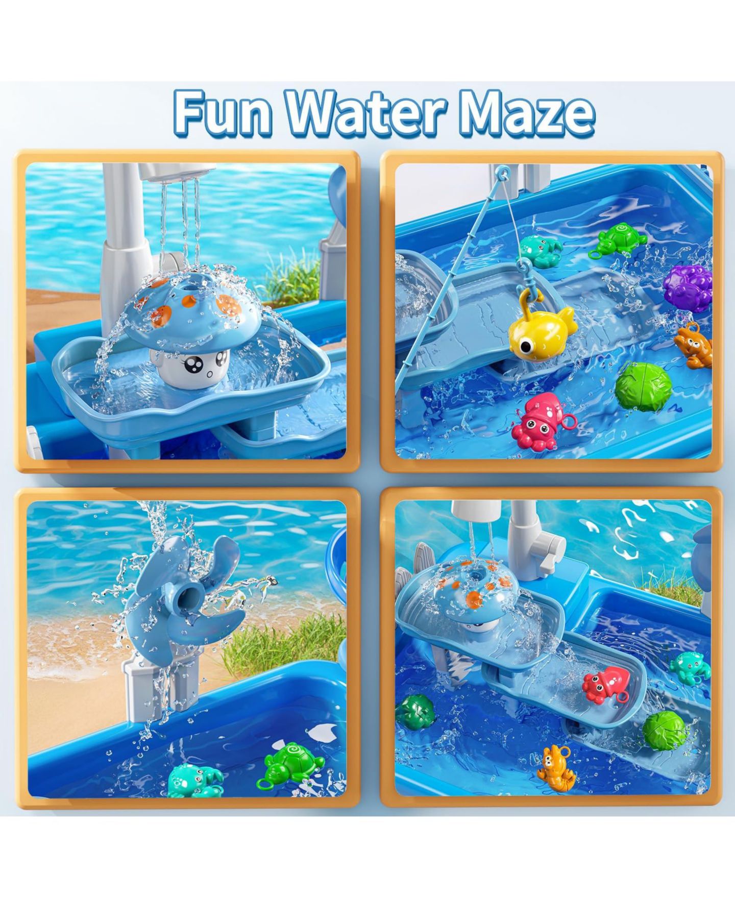 Детская игрушка GNUADZ Water Table Play Sink, 13"L x 9"W x 10.8"H, Running Water Fishing Activity Table, Ages 3-8, цвет: Electrical Water Table — фото 4