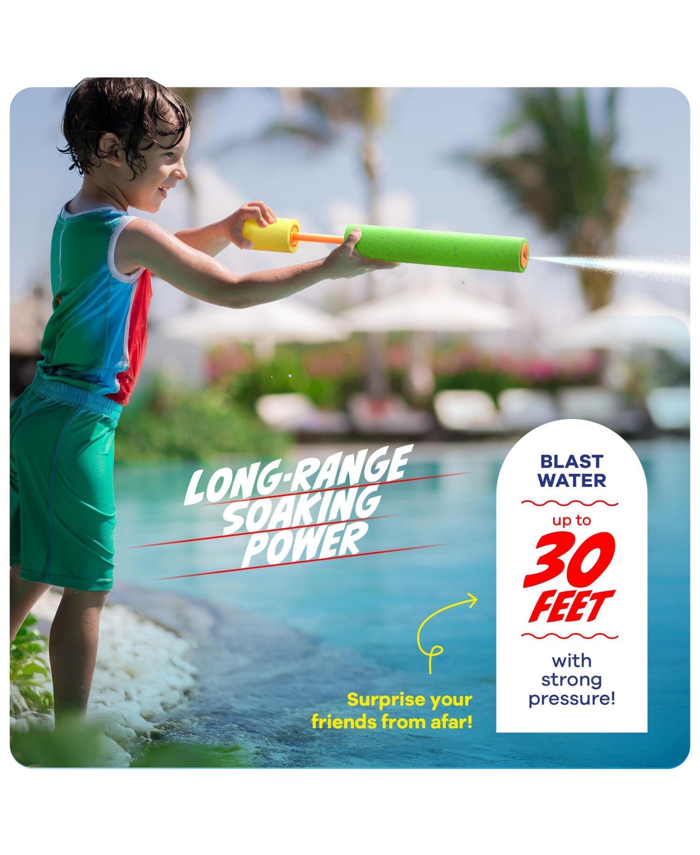 Детские игрушки GNUADZ Water Gun 30-Foot Range Water Blasters, 3-Piece Set, Ages 5-7, цвет: Разноцветный — фото 4